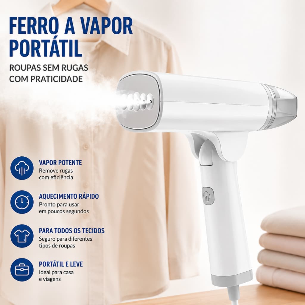 Ferro a Vapor 110V Compacto Eficiente e Moderno Roupas Sempre Perfeitas e Sem Rugas Capillum