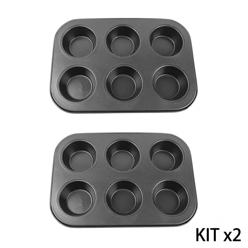 Forma Cupcake 6 Cavidades Antiaderente Teflon Pão de Queijo Empadas Muffins Assadeira Cavidade