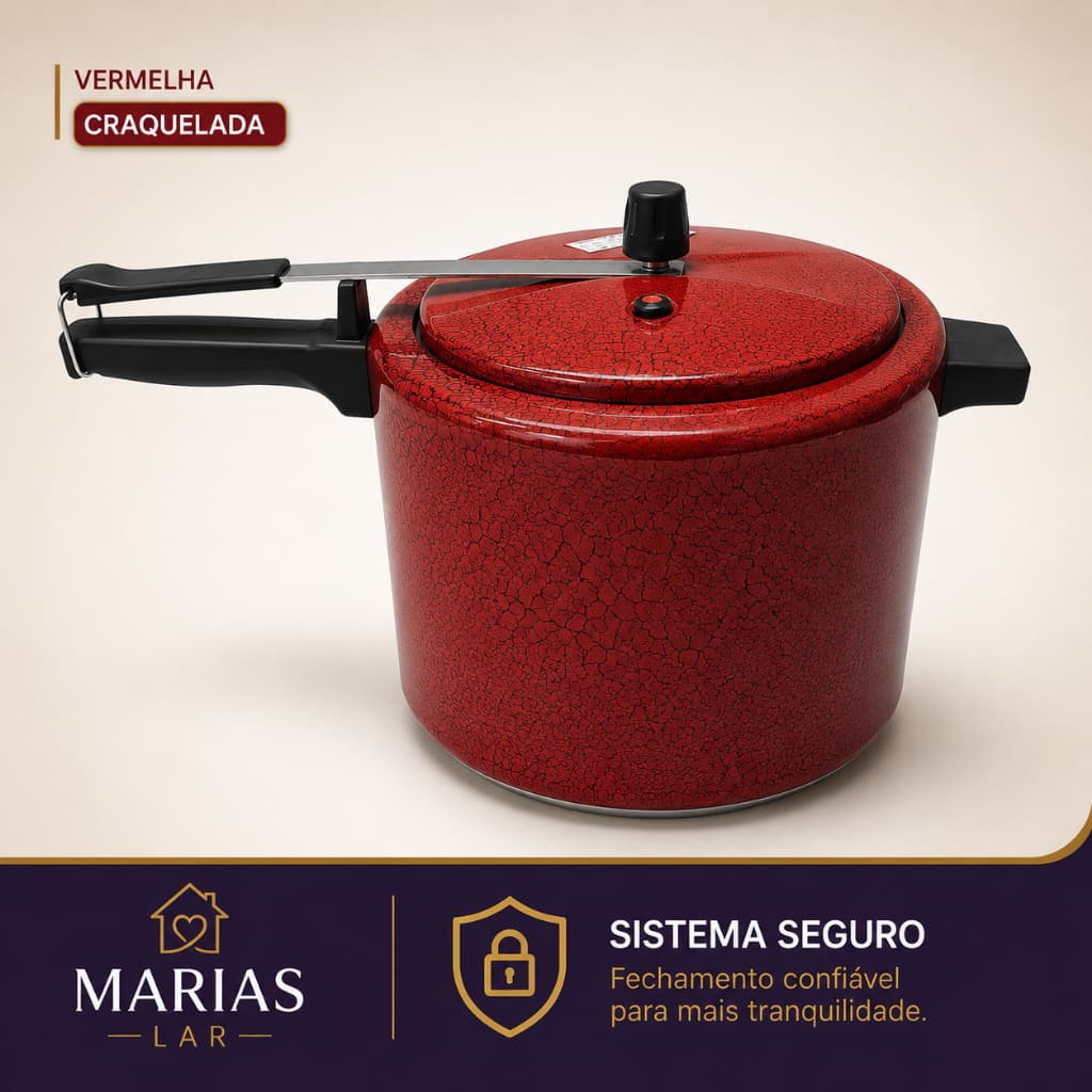 PANELA DE PRESÃO 7 LITROS- VERMELHA CRAQUELADA - ASJ-  + ENVIO IMEDIATO E SEGURO