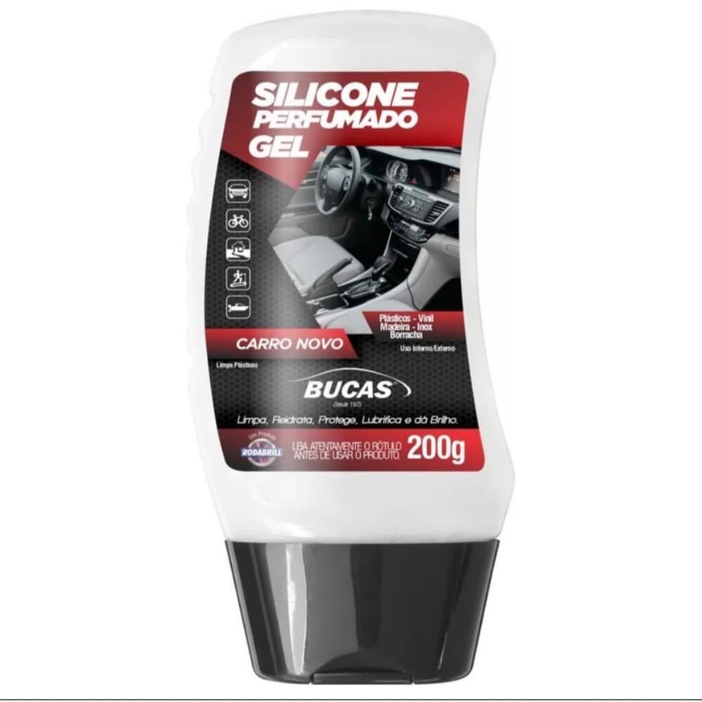 Silicone Para Painel Automotivo Gel Rodabrill 200g Restaurador de Plásticos Internos Carro Novo Limpeza Proteção UV