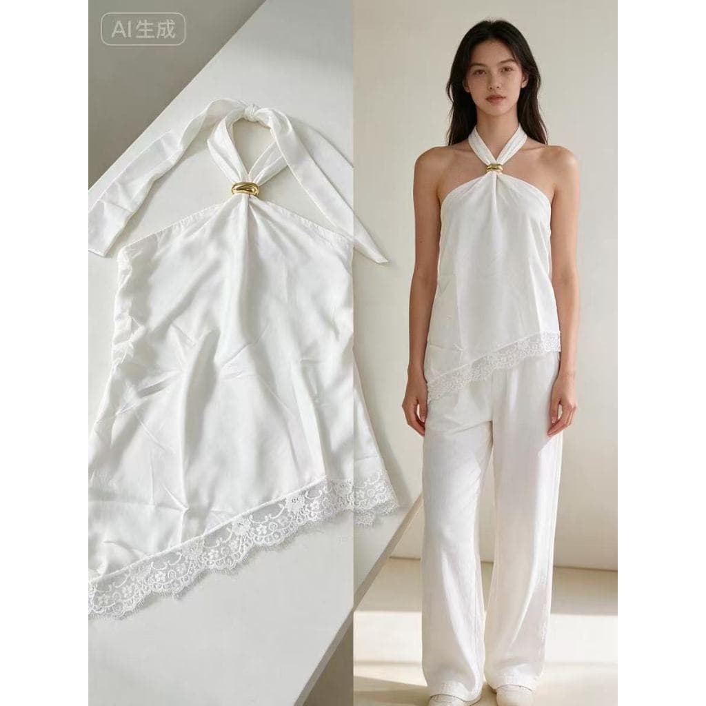 Blusa Feminina Assimétrica com Renda Elegante | Cropped Moda Blogueira Tendência 2026 Jana