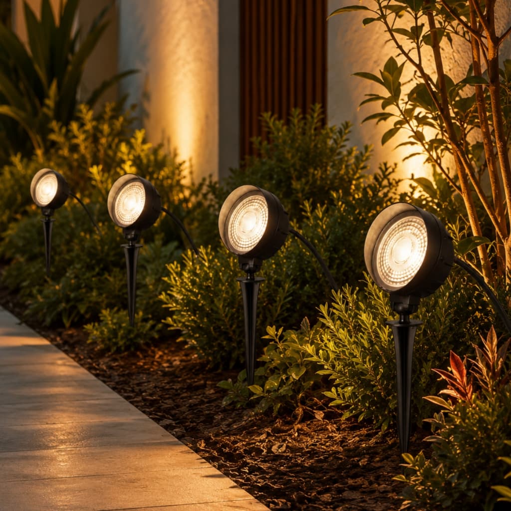 Kit 10 Espetos Luminaria Jardim plantas Luz Led 5w Prova Água Bivolt 110v/220v Preto Branco Quente 3000k