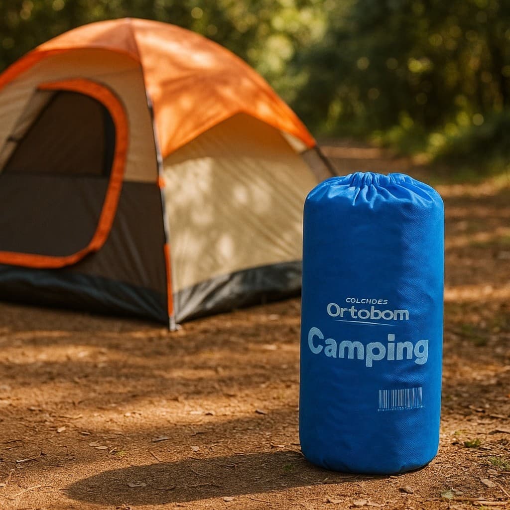 Colchonete para Camping Blue Ortobom 180x60x2cm Solteiro para Acampamento com Bolsa Mochila Azul