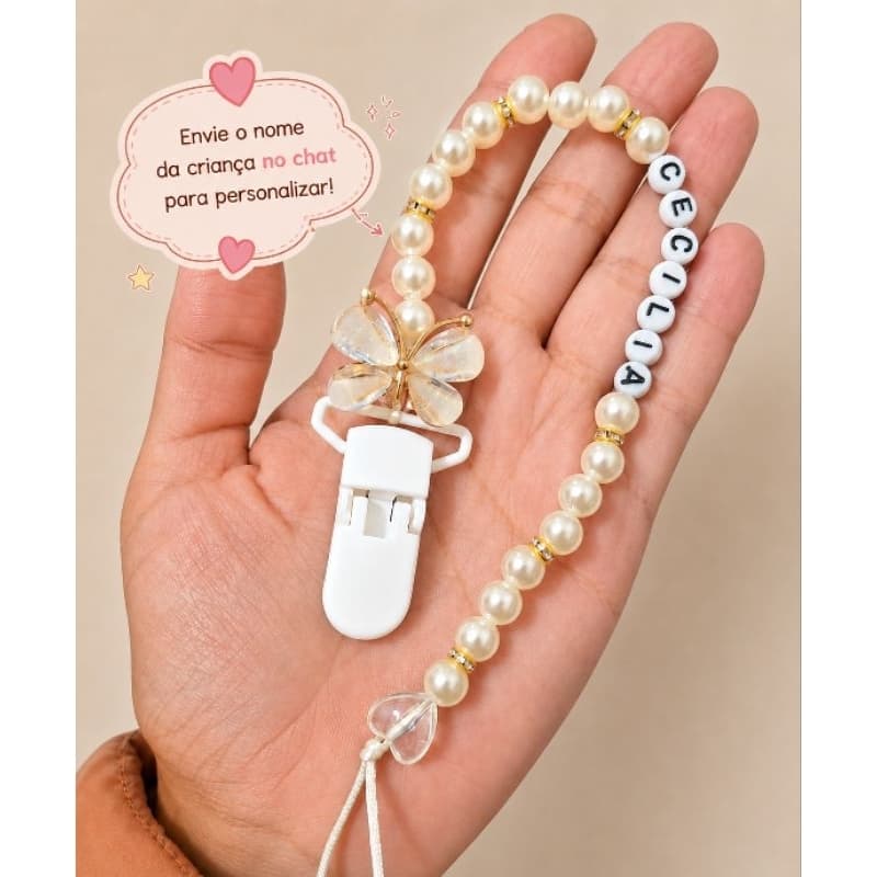 Prendedor de Chupeta Personalizado com Nome | Prendedor de Chupeta Bebê | Presente Maternidade