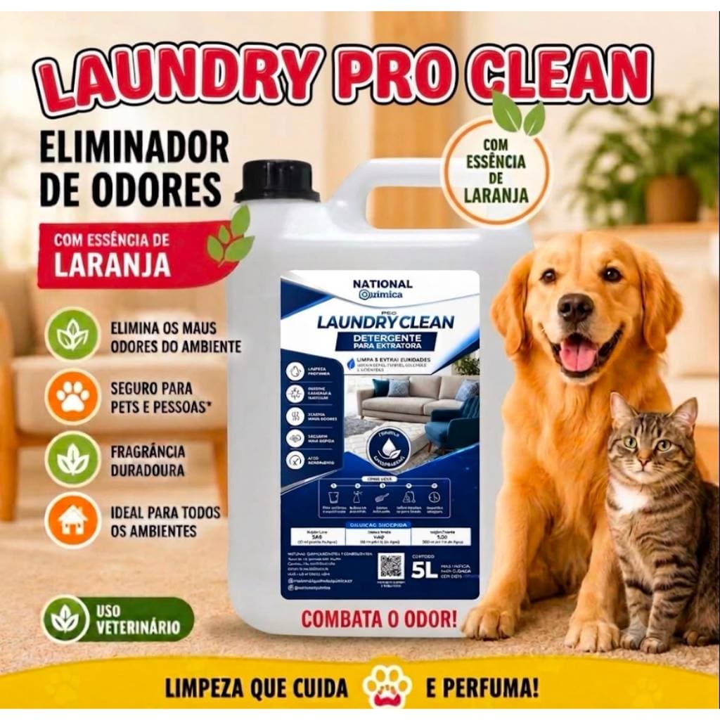 Laundry Clean 5L Limpa Xixi De Cachorro Do Tapete Já National Quimica