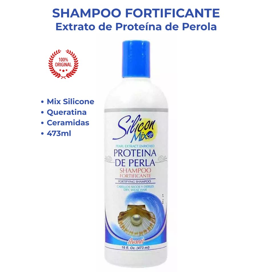 Shampoo Silicon Mix PERLA 473ml Proteína de Pérola Fortificante Brilho e Hidratação