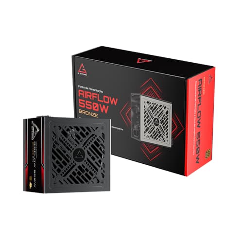 FONTE GSTORM ATX 550W AIRFLOW 80 PLUS BRONZE COM CABO DE FORÇA