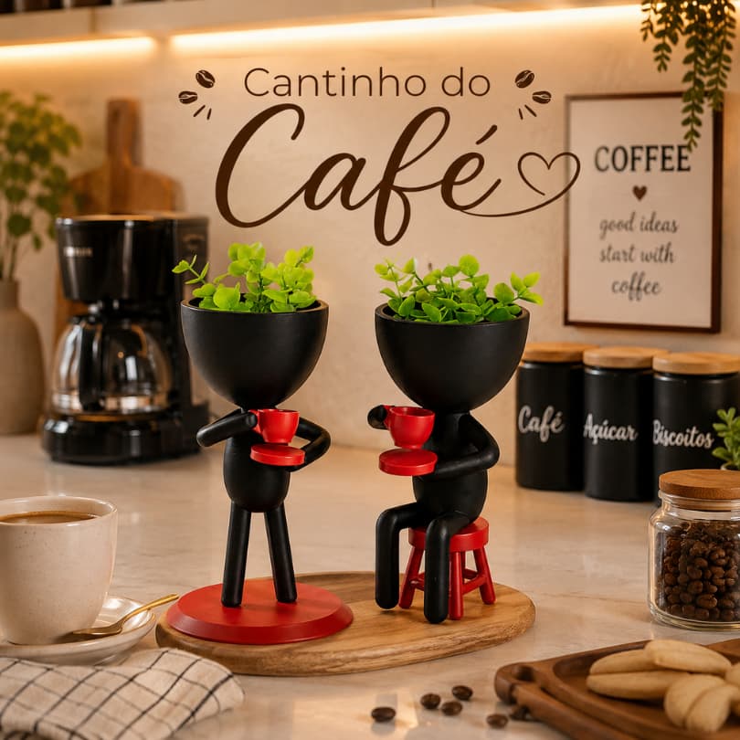 Cantinho do café , 2 bobs com planta inclusa , decoração cozinha
