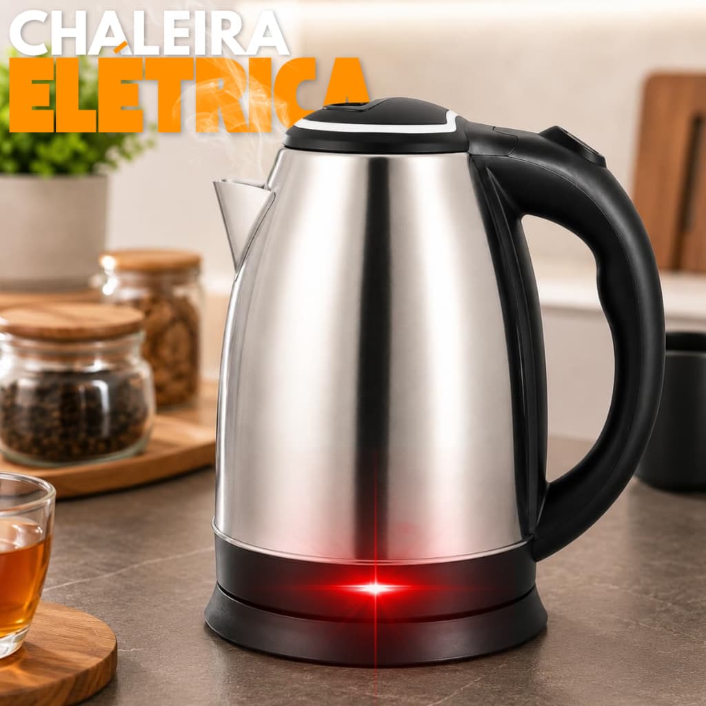 Chaleira Elétrica Inox 1,8 Litros Jarra Desligamento Automático 1500w Cafeteira Chá