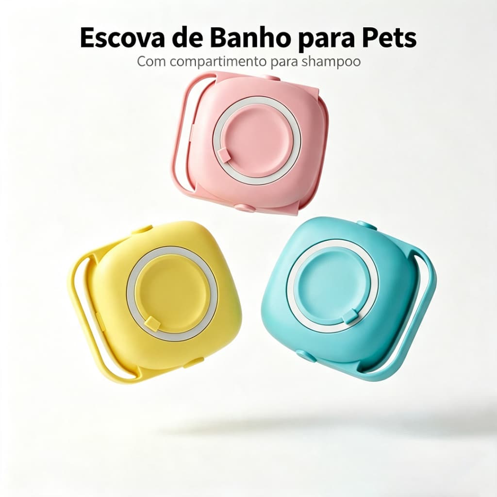 2pcs Escova Massageadora de Silicone para Banho Pet com Dispenser de Shampoo e Sabonete