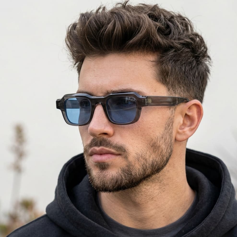 Óculos de Sol Masculino Quadrado Retrô Vintage UV400 Acetato Premium Casual Elegante
