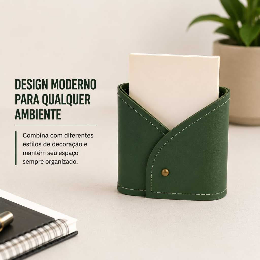 Porta-Bloco em Couro Ecológico Premium Organizador de Mesa