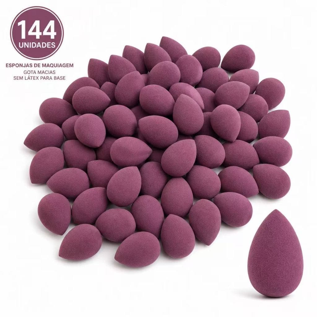 ANA1108 Kit 144 Esponjas de Maquiagem Gota Macias Sem Látex Para Base