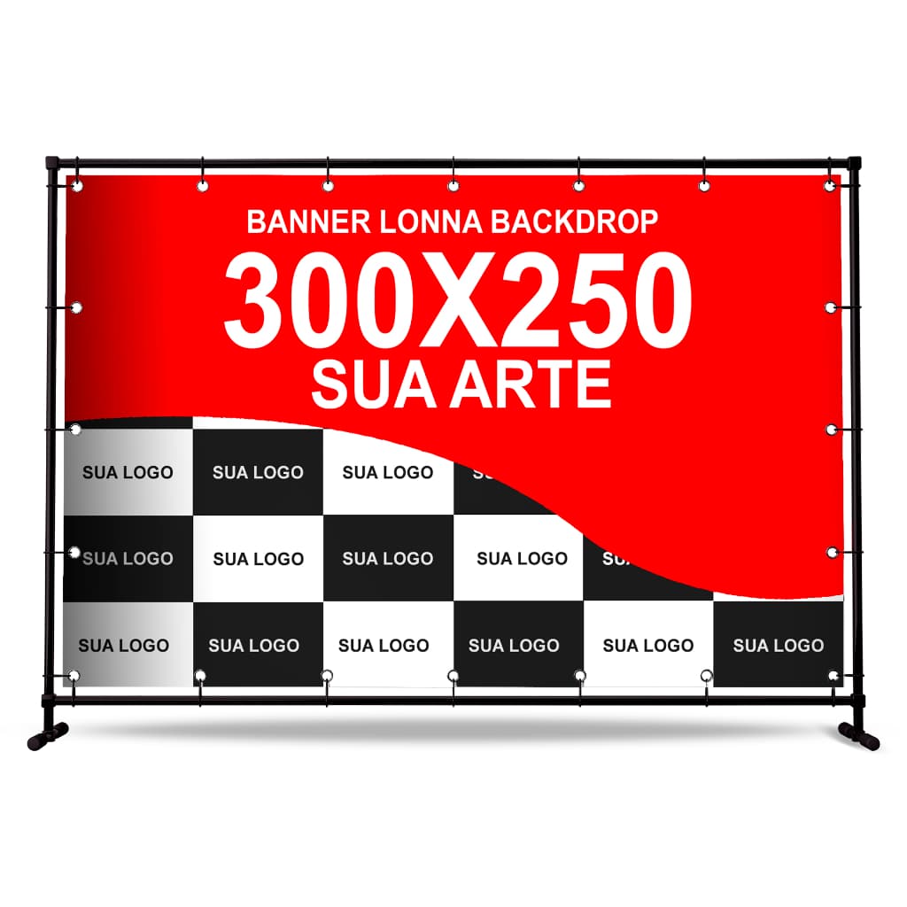 Banner Lona Backdrop 3,00x2,50 Personalizado Fundo de Palco com Sua Logo ou Arte