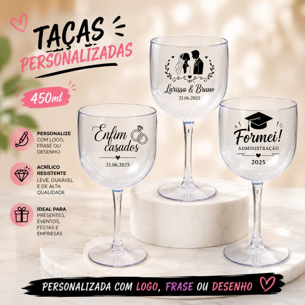 Kit 50 taças de Gin 450ml - Personalizada
