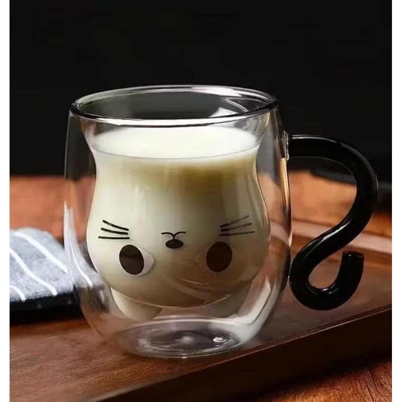 Caneca de Vidro em formato de Gatinha Envio Imediato