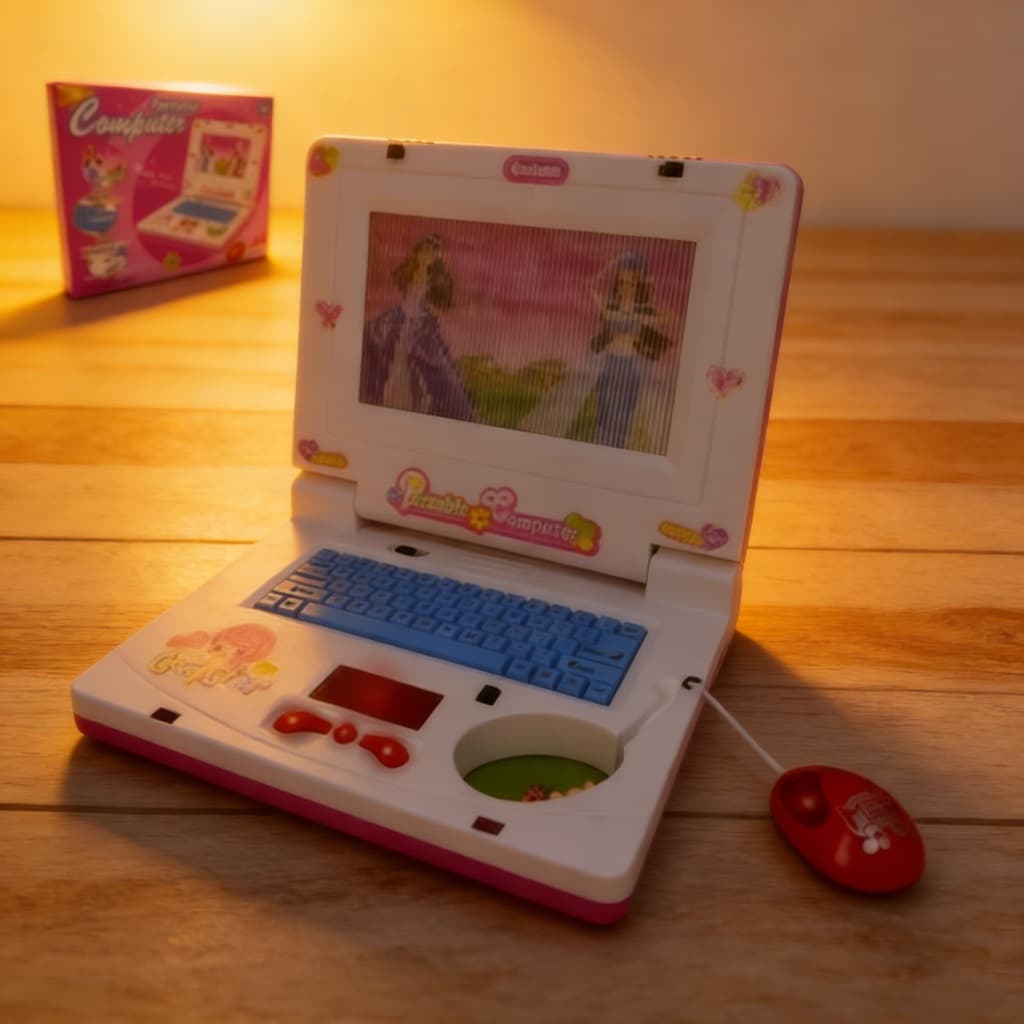 Laptop Infantil Musical Rosa - Música, Luzes e Criatividade em um Design Compacto