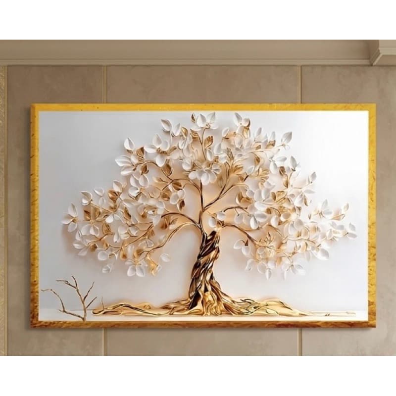 Quadro Árvore da Vida Gold Relief: O Toque de Ouro que Faltava na Sua Decoração.