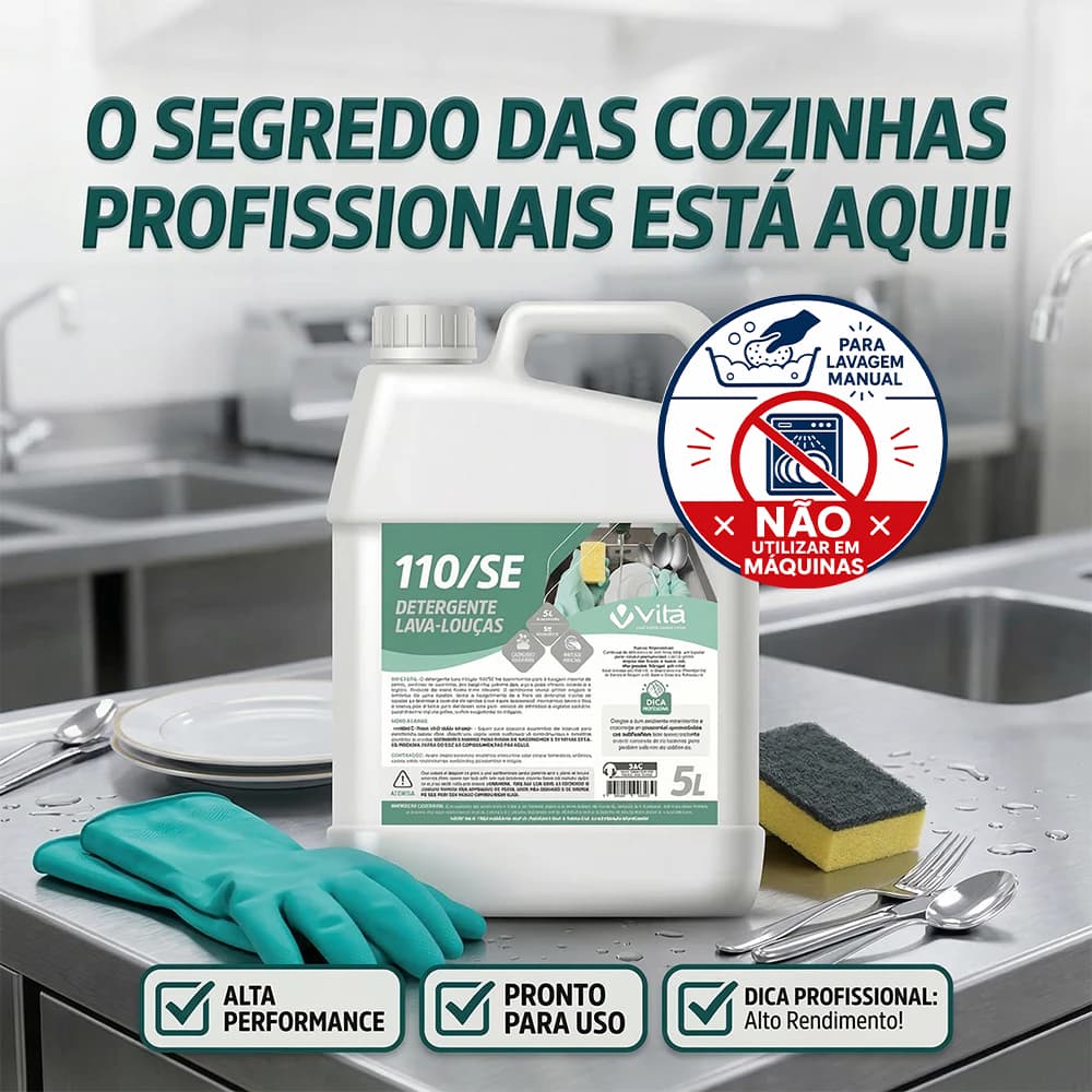 Detergente para Louças Profissional 5 Litros Pronto Uso Cozinha Copos Pratos E Talheres Certificado ANVISA