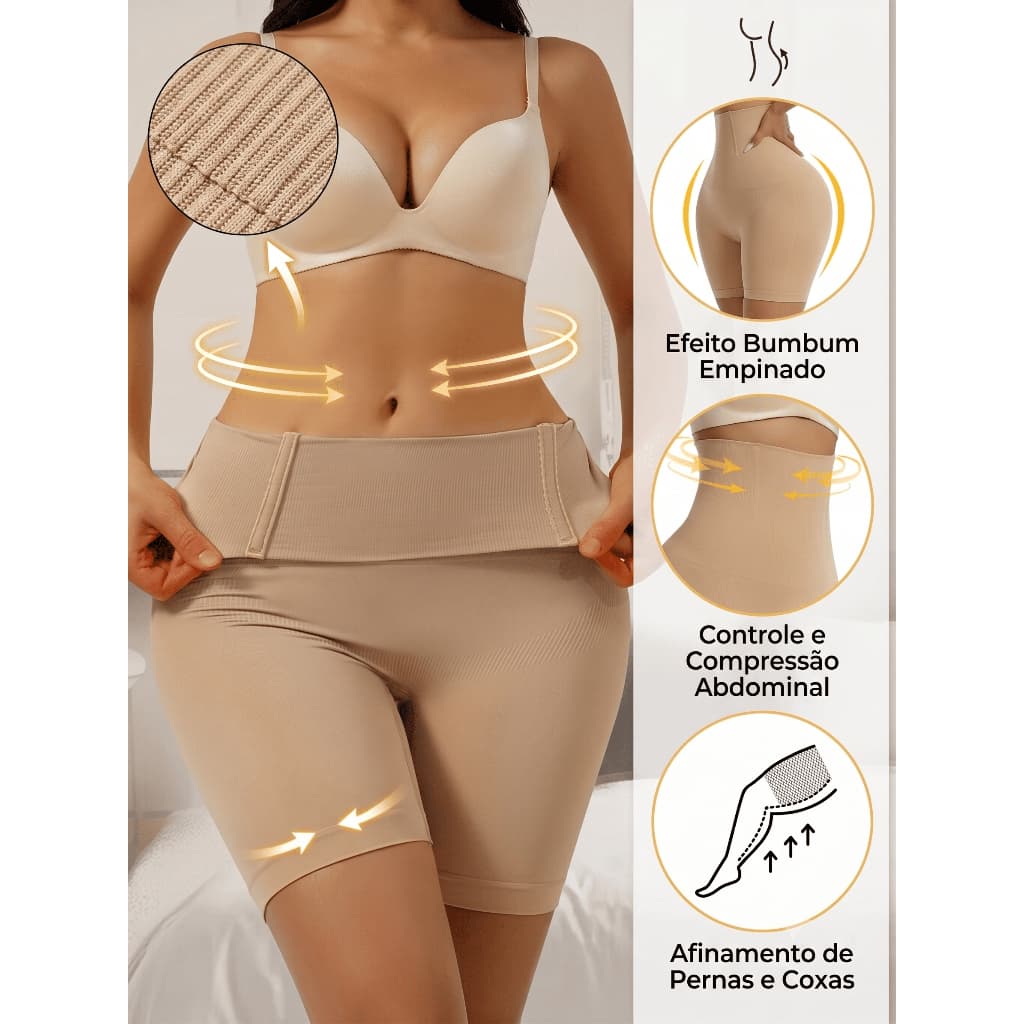 Bermuda Modeladora Cinta Short Feminino Modelador Alta Compressão Reduz Medidas pos parto Barbatanas