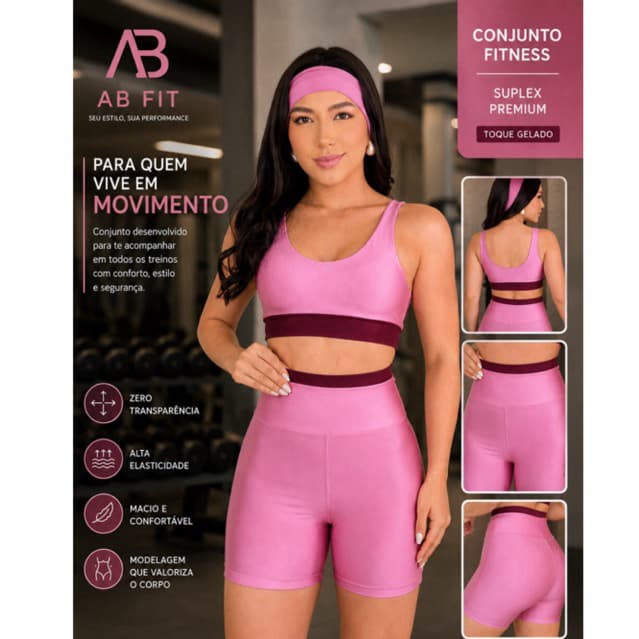 Conjunto Fitness Short Feminino Academia Meia Coxa Suplex Premium Cintura Alta Bermuda