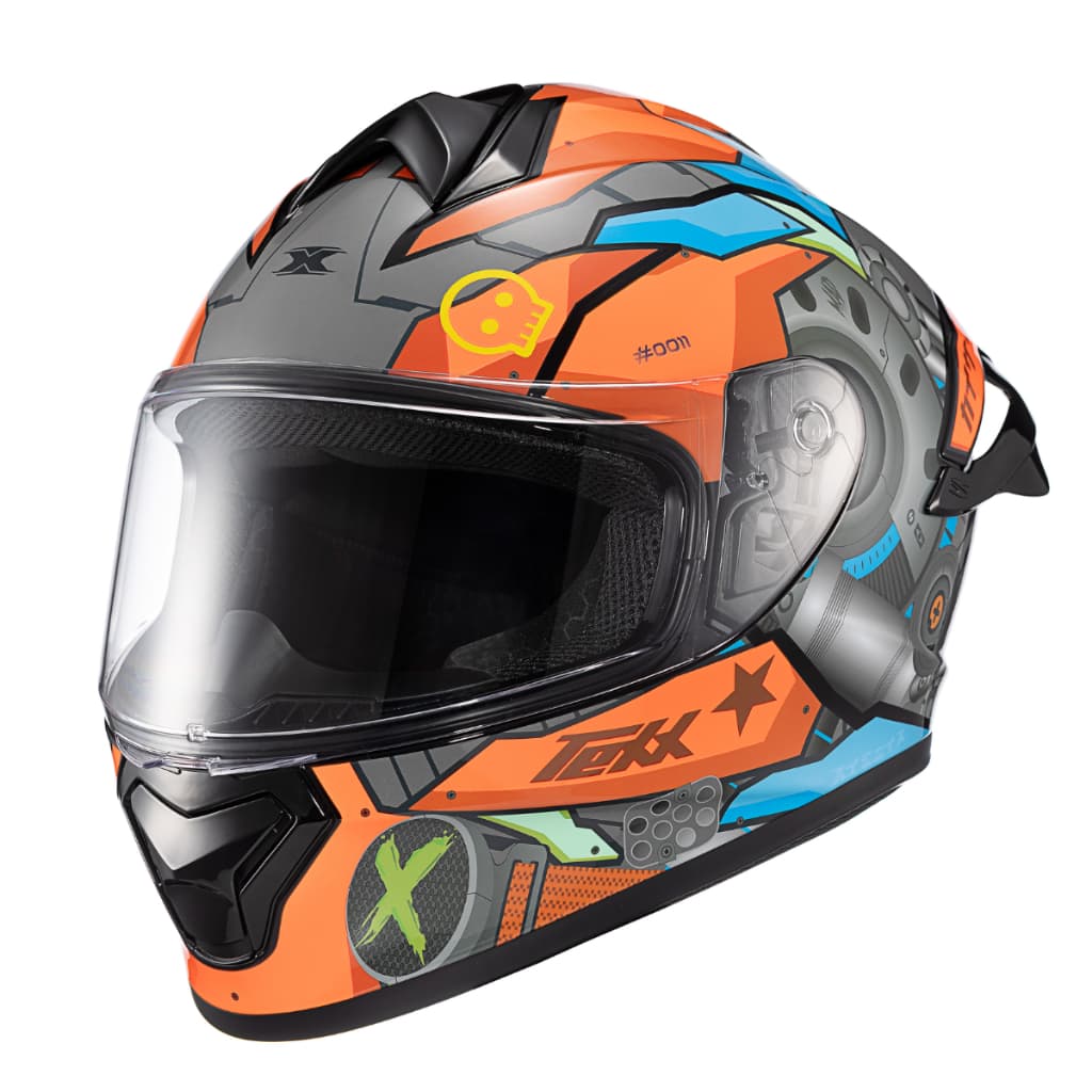 Capacete Texx Spike Gear Laranja Vermelho Azul Capacete Integral Moto Esportivo Original Alta Segurança