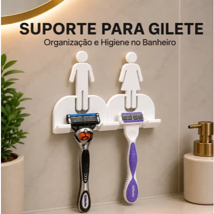 Suporte Para Casal Barbeador Gilete Organizador De Banheiro