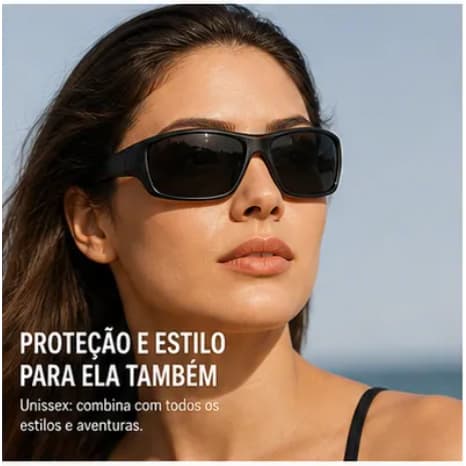 Óculos de Sol Polarizado UV400 Unissex Esportivo Preto para Dirigir Pesca Praia Trilha e Uso Diário