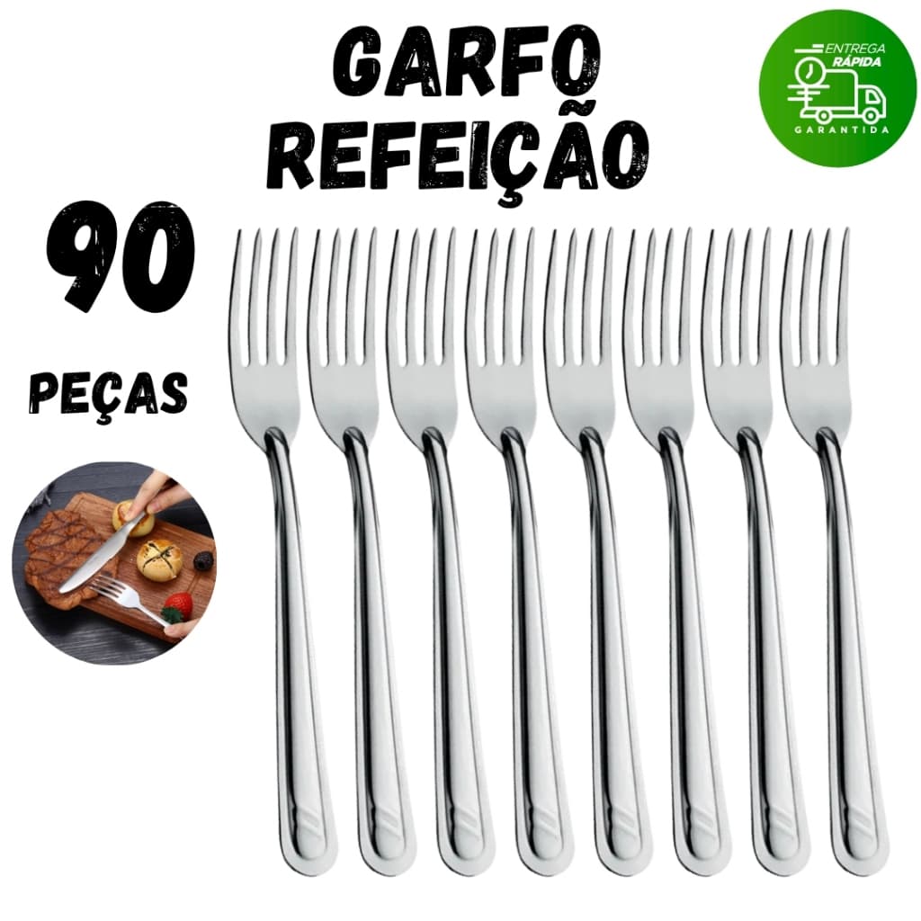 Jogo de 90/60 ou 30 Garfos de Mesa em Aço Inox não enferruja Restaurante Churrasco Buffet Cozinha