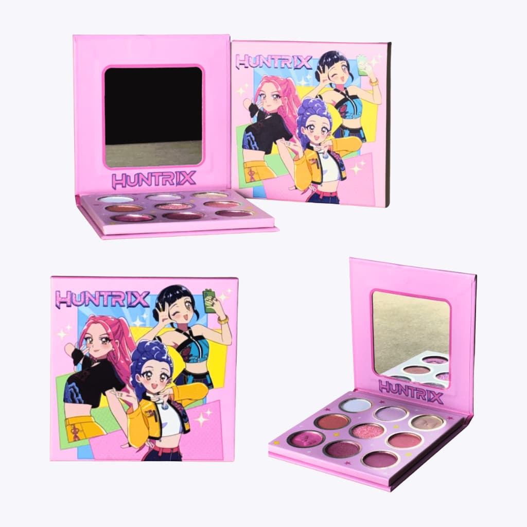 Paleta de Sombras Infantil 9 Cores Guerreiras Kpop Demon Hunters Huntrix Maquiagem Meninas