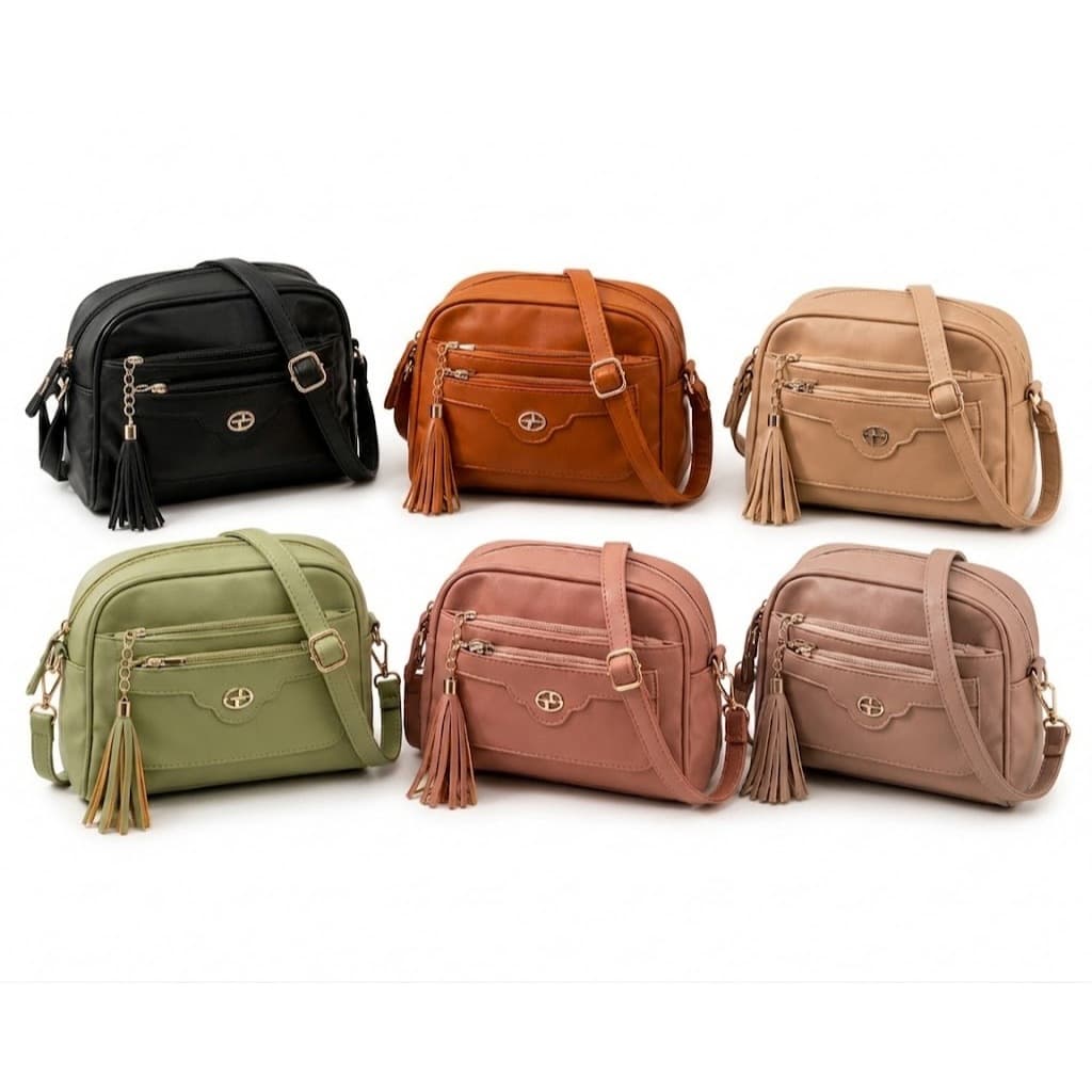 Bolsa Feminina Transversal Pequena Tiracolo Espaçosa Casual ou uso diário - Cores: Preta, Bege, Caramelo, Verde e Rosa