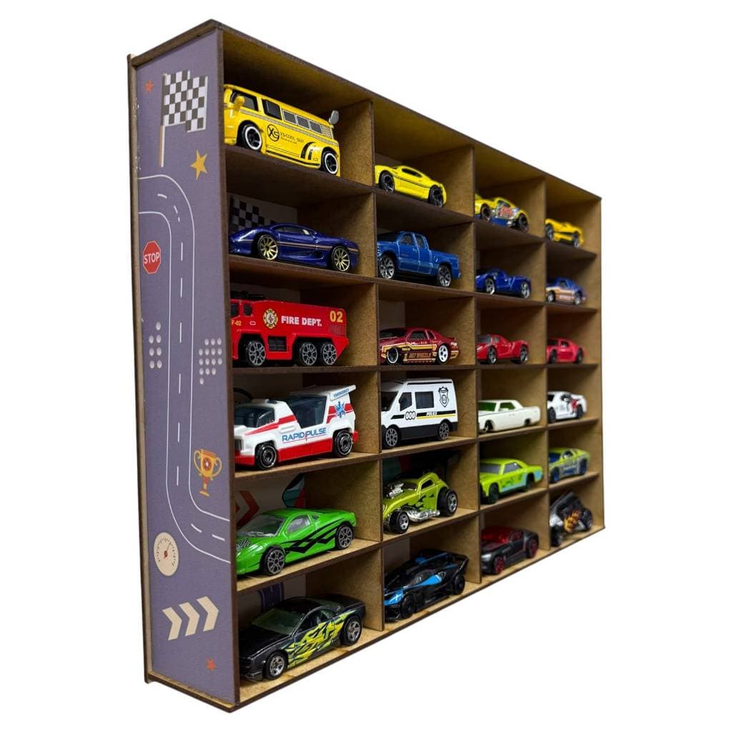 Porta Carrinhos Hot Wheels Organizador MDF 24 Miniaturas Parede