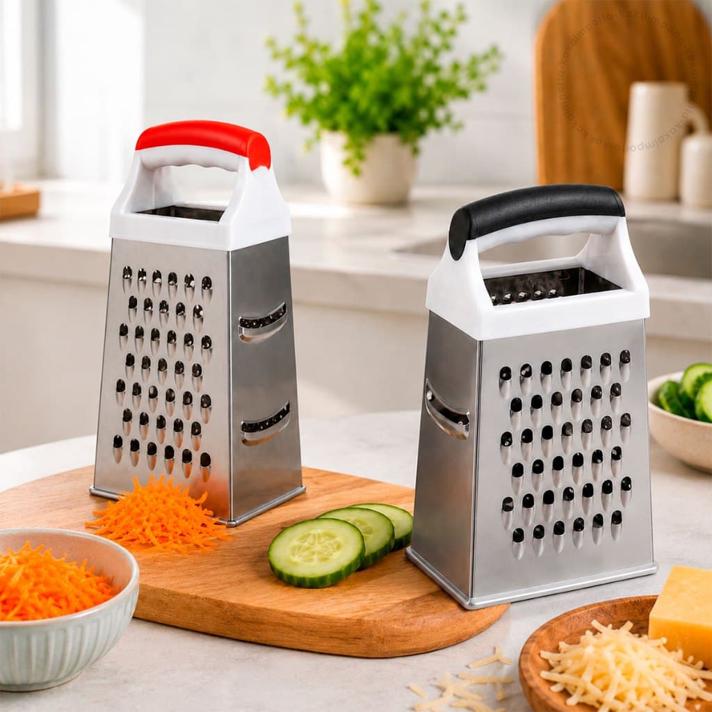 Ralador de Legumes 4 Faces Inox Com Cabo de Plástico Resistente Cozinha Verduras Queijo Multiuso