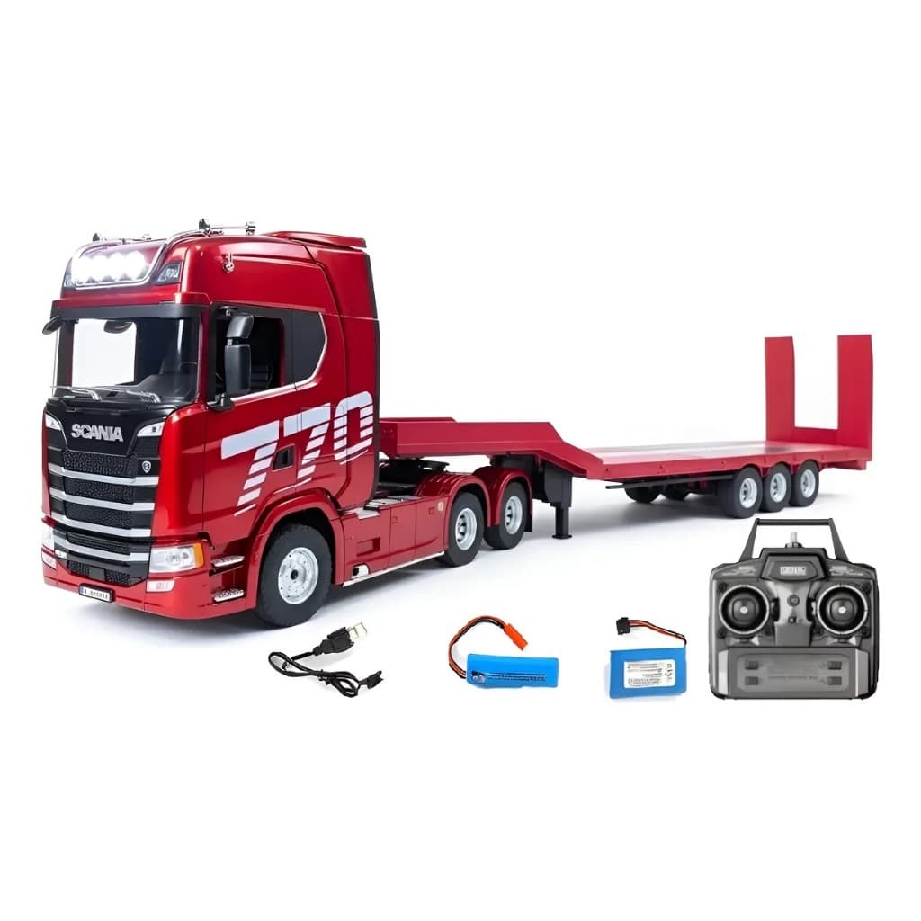 Carreta de Controle Remoto Scania 770S Huina 1501 + Prancha Semi Reboque Huina 1502 TOP Realista!