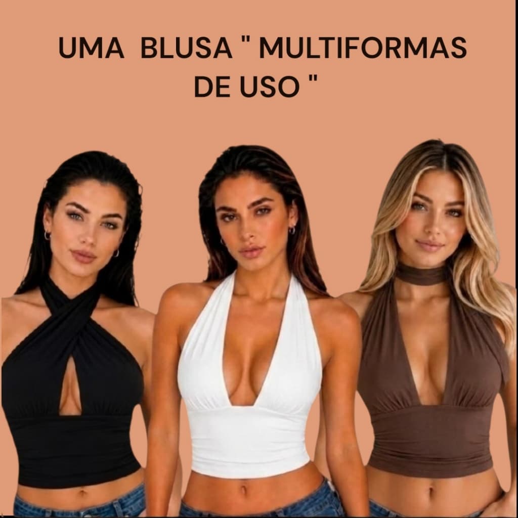 BLUSA CROOPED TOP COM AMARRAÇÃO MULTIFORMAS SUPLEX PREMIUM COM FORRO