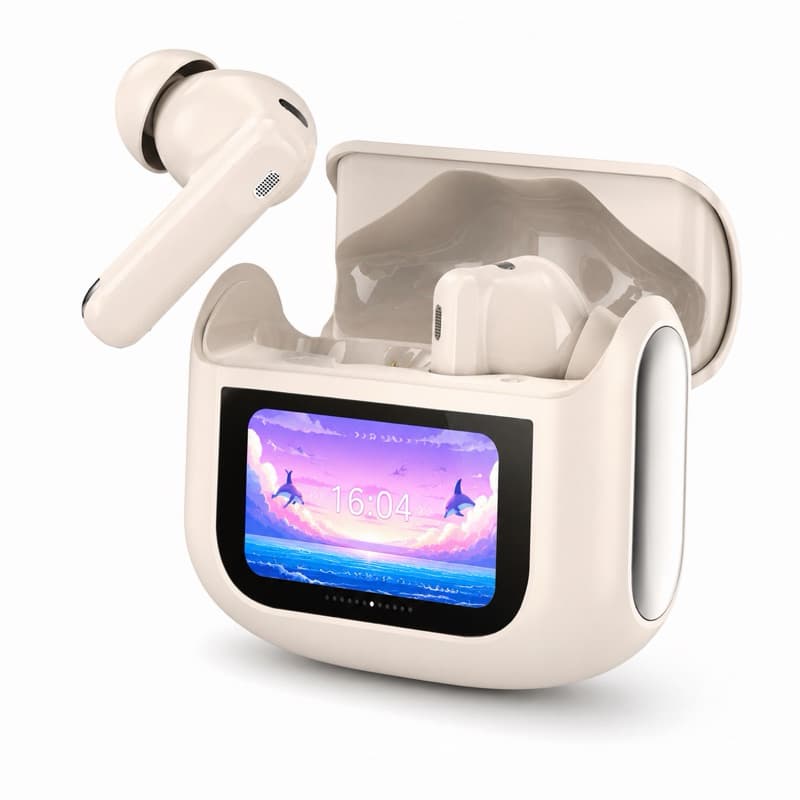 Fone Bluetooth 5.4 Sem Fio Tela Touch Display Digital TWS Hrebos AirTouch Android iPhone USB-C