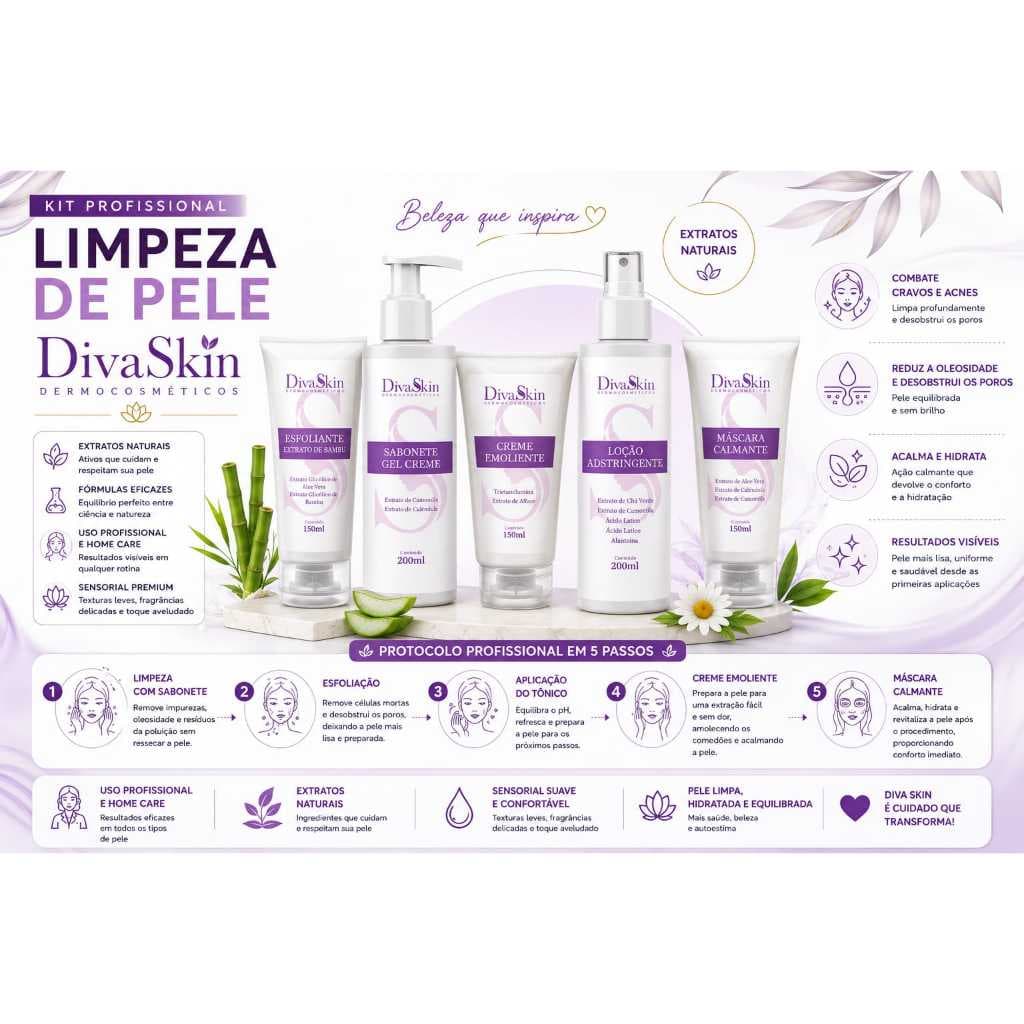 kit limpeza de pele profissional-DivaSkin skin care