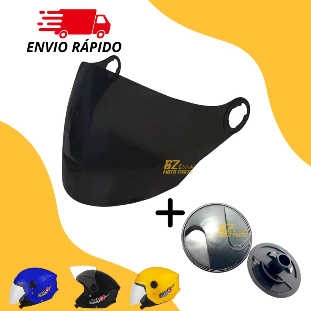 Viseira Fumê Do Capacete Modelo New Liberty 3 Spark Jet Atomic + 2 Botão De Reparo