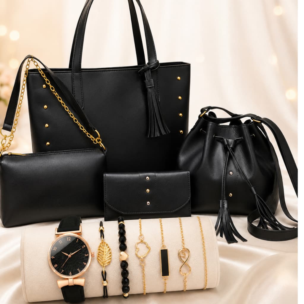 Kit Bolsa Feminina 4 Bolsas + Relógio Feminino + Semijoias Presente Luxo
