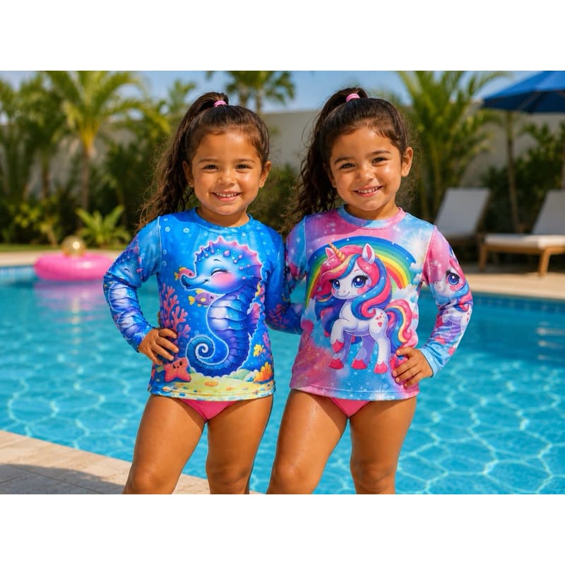 Kit 2 e 3 Camisa UV Infantil Menina Proteção Solar Praia Piscina 6 meses a 6 anos