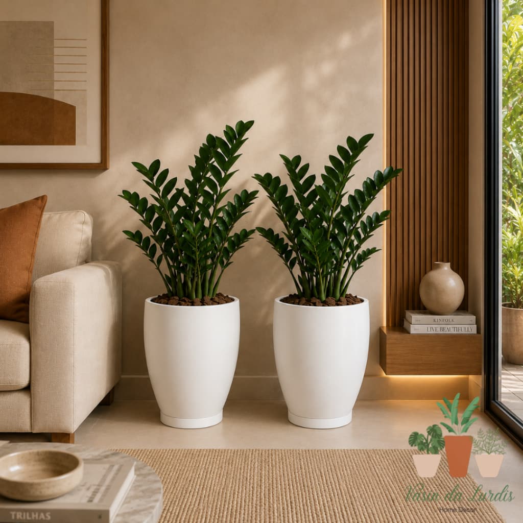 Kit com 2 vasos para planta bojo liso moderno N1