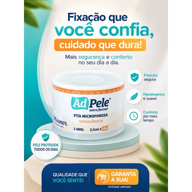 5 Unidades Fita Cirúrgica Micropore Hipoalérgica Discreta Branca Missner 2,5cmX10m