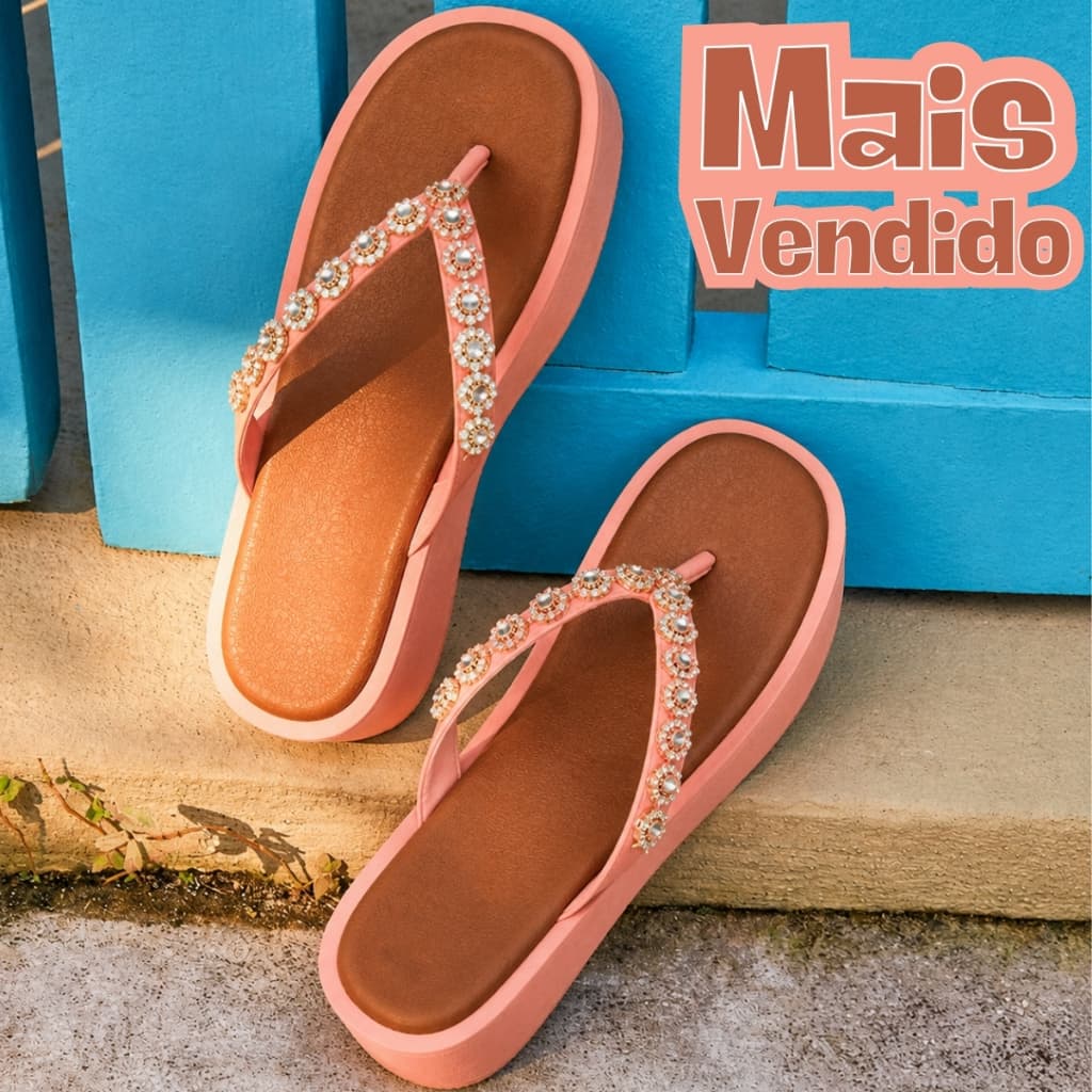Chinelo Feminino Plataforma Confortável E Macio Para O Dia A Dia Com Solado Antiderrapante