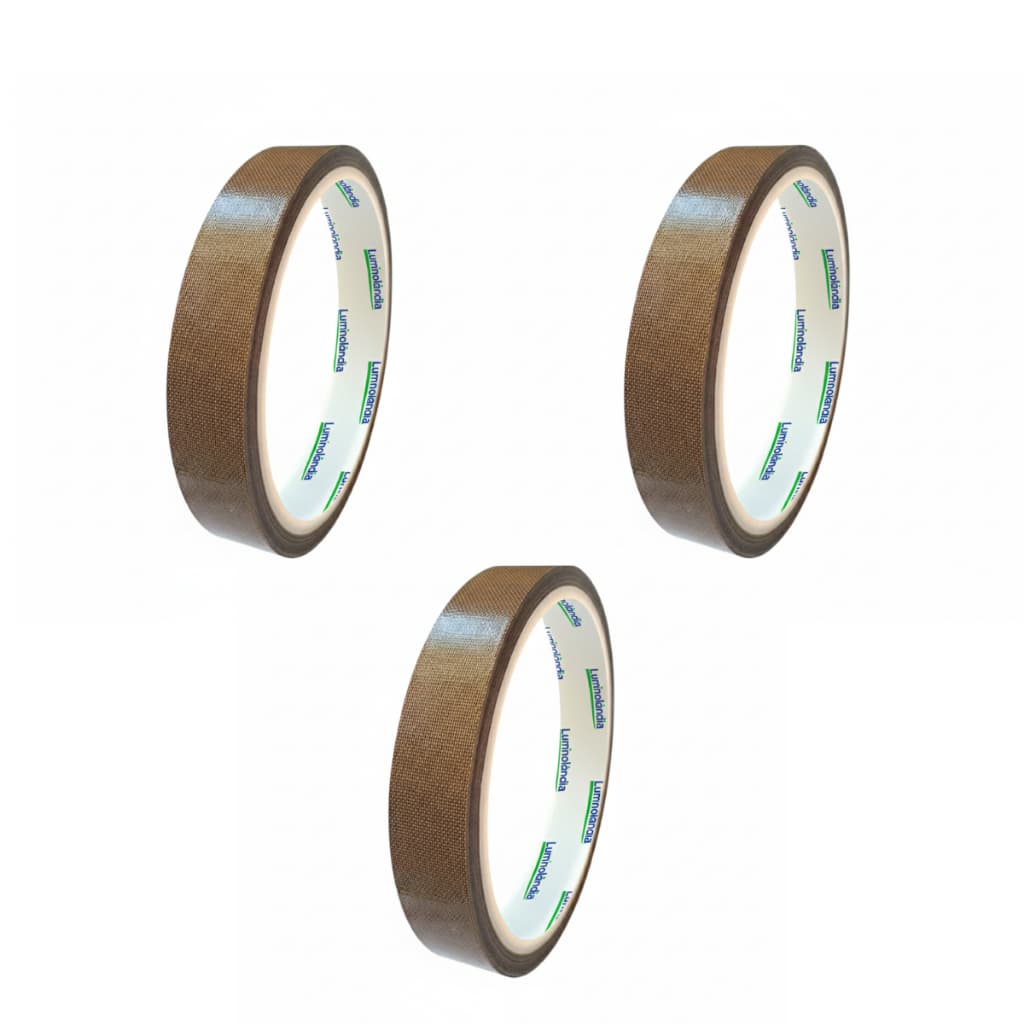 Kit 3 Fita Termica Teflon Adesiva 15mm Alta Temperatura Seladora