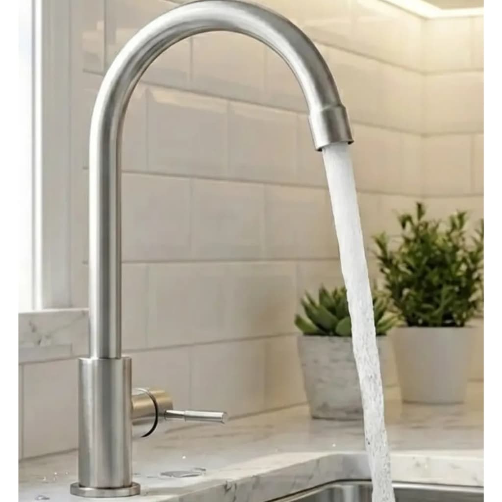 Torneira Gourmet Aço Inox 30cm Cozinha Prateado  Escovado