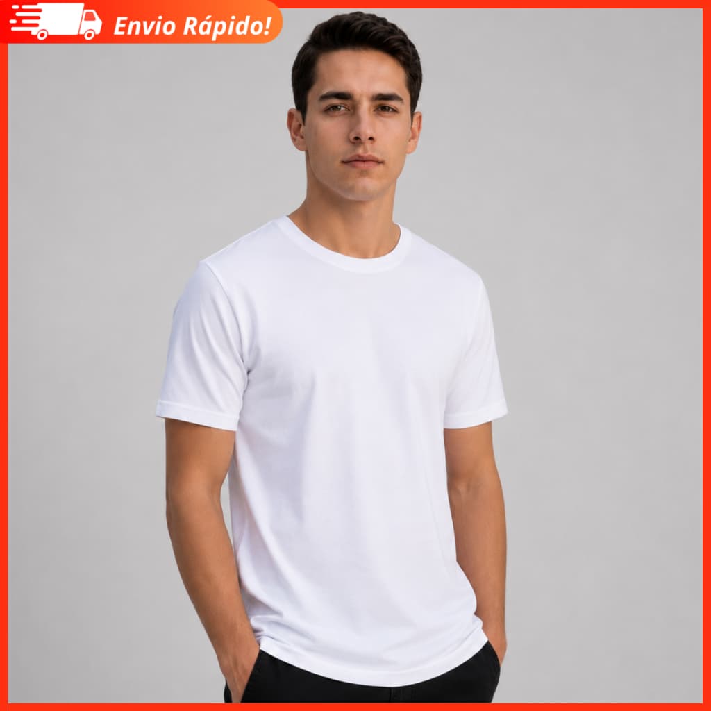 Camiseta Branca Masculina Lisa 100% Algodão Indice