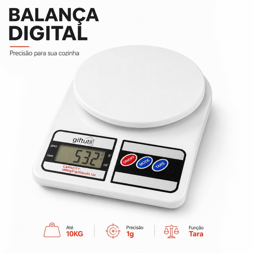 Kit 5 Balança Digital De Cozinha Alta Precisão Alimentos Dieta Fitness Até 10Kgs