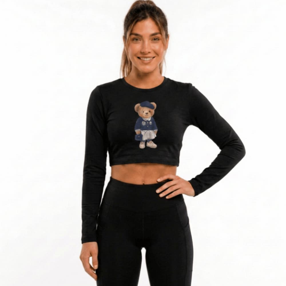 Cropped Feminino Manga Longa Fitness Academia Top Esportivo Elastano Confortável Caminhada Corrida Yoga Leve Fit