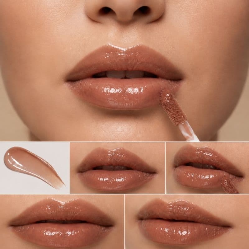 Gloss Labial Translúcido Nude Marrom Efeito Volume com Ácido Hialurônico Max Love