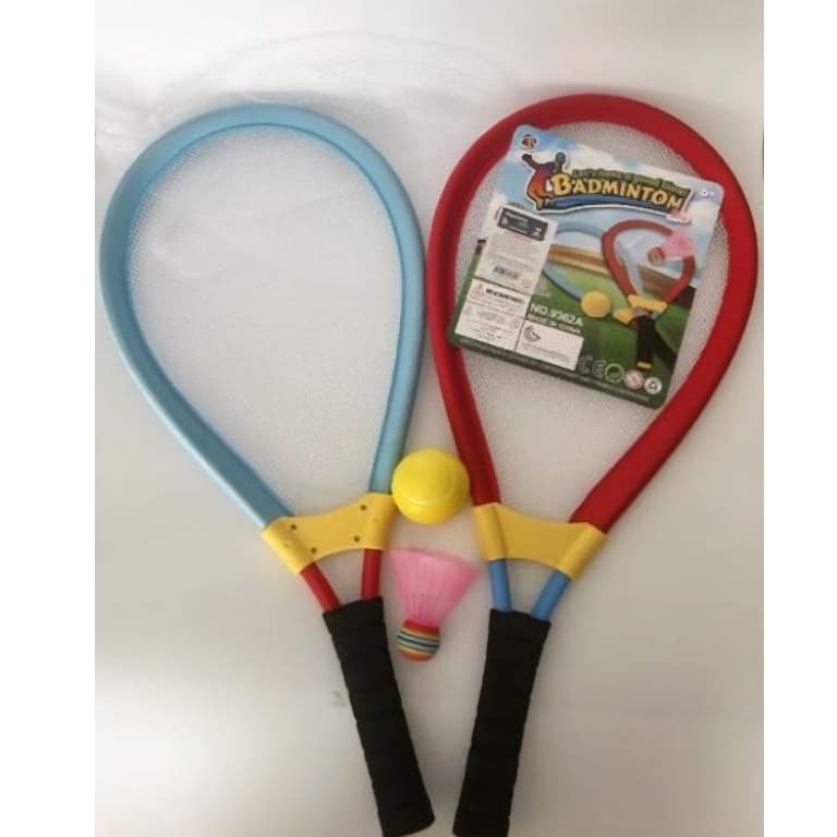 Kit 2 Raquetes Infantil Badminton Tenis Peteca Bolinha Praia